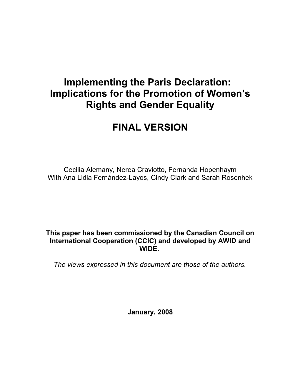 Implications for the Promotion of Women S Rights and Gender Equality