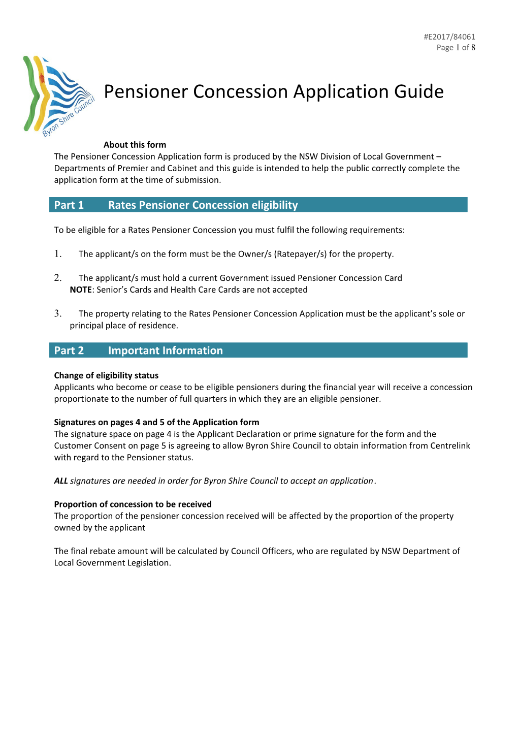 Pensioner Concession Application Guide