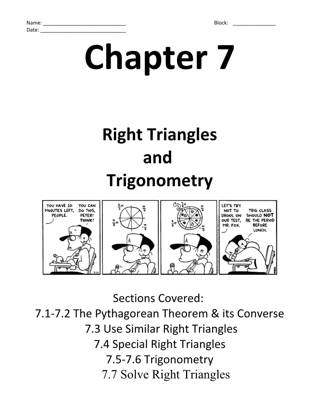 7.1-7.2 the Pythagorean Theorem & Its Converse