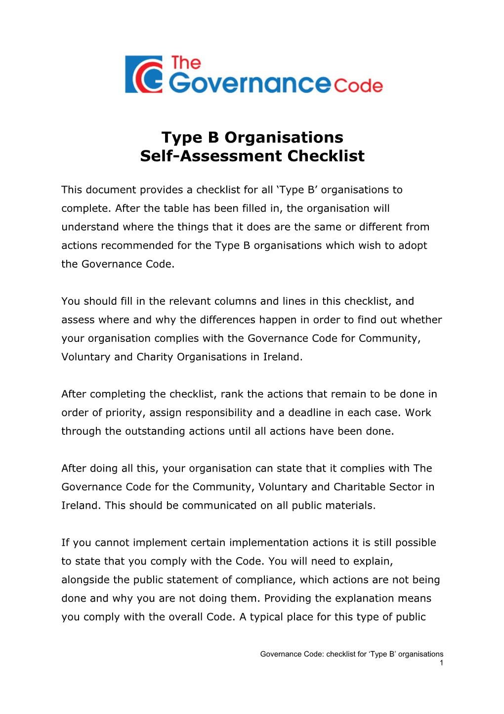 Type B Organisations