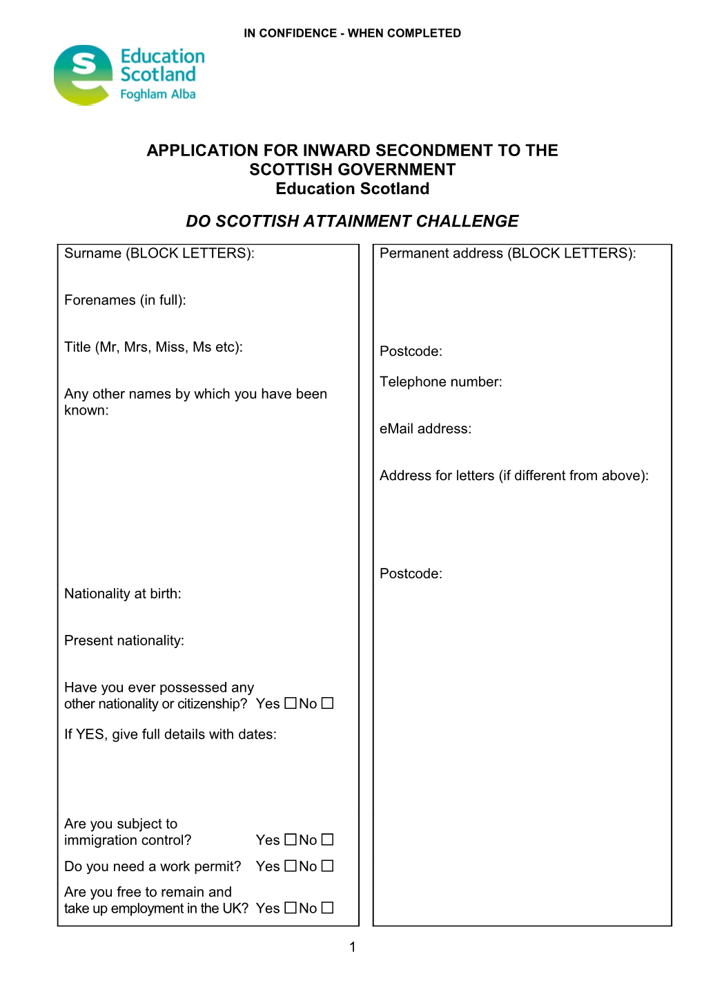 Word File: Inward Secondment Application Form 06/06/17