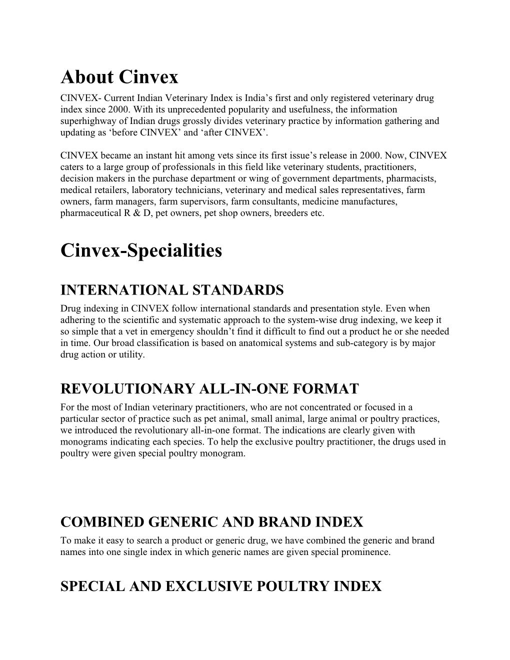Cinvex-Specialities