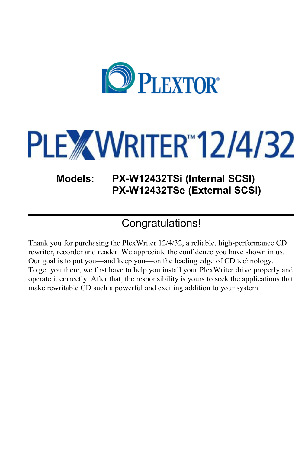 Plextor 12/4/32 Manual, 3Rd Draft