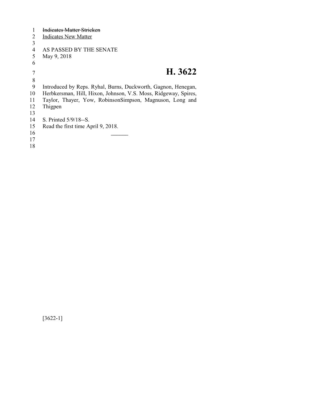 2017-2018 Bill 3622 Text of Previous Version (May 9, 2018) - South Carolina Legislature Online