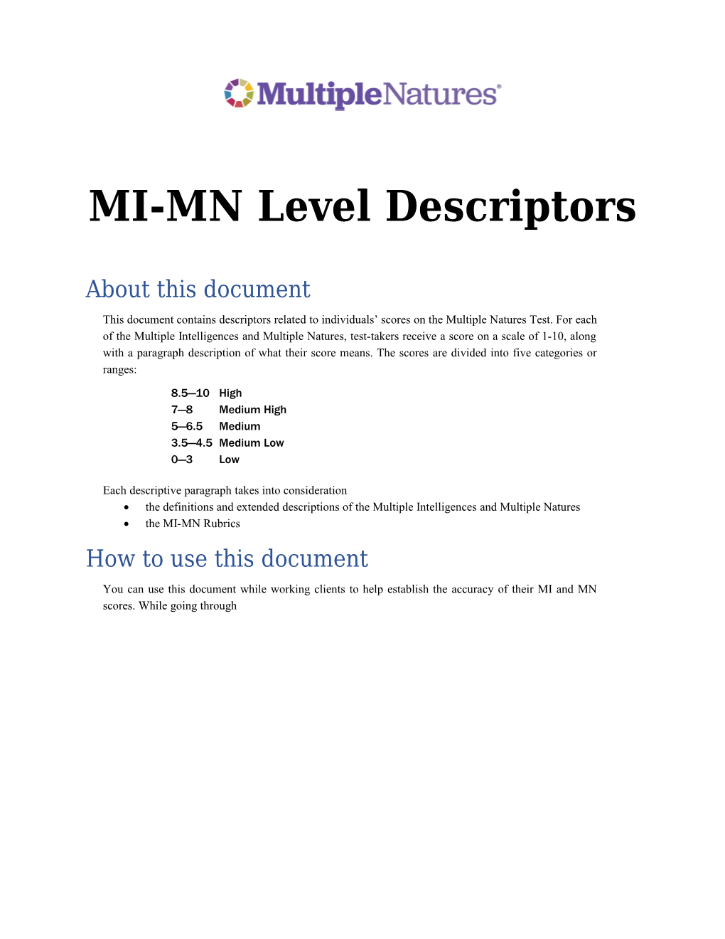 MI-MN Level Descriptors