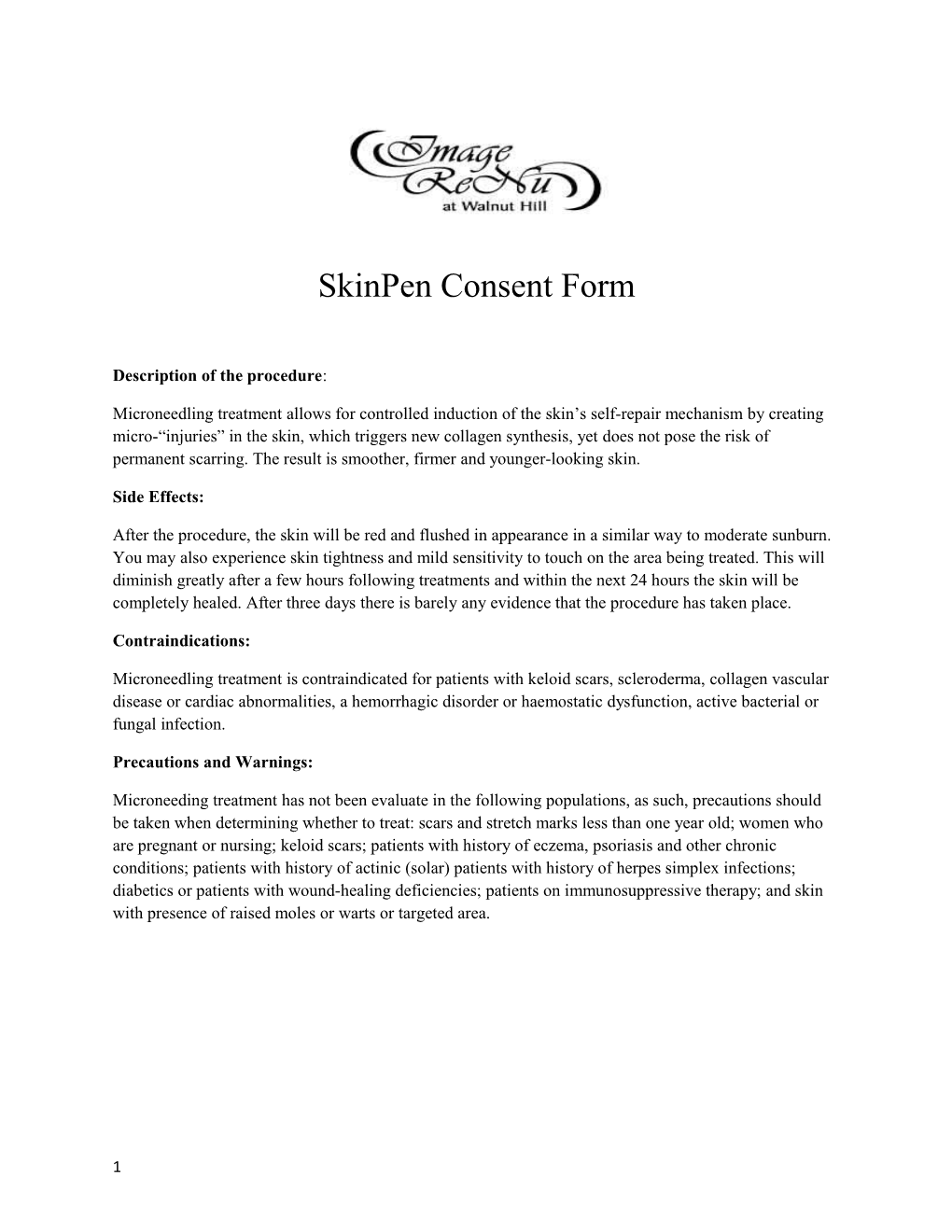 Skinpen Consent Form