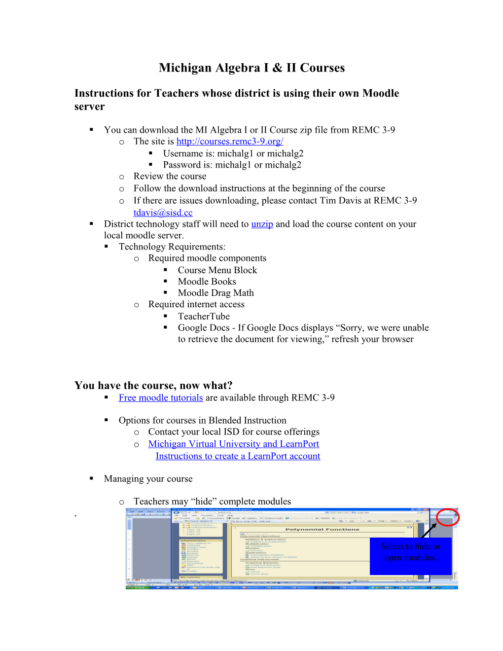 Michigan Algebra II