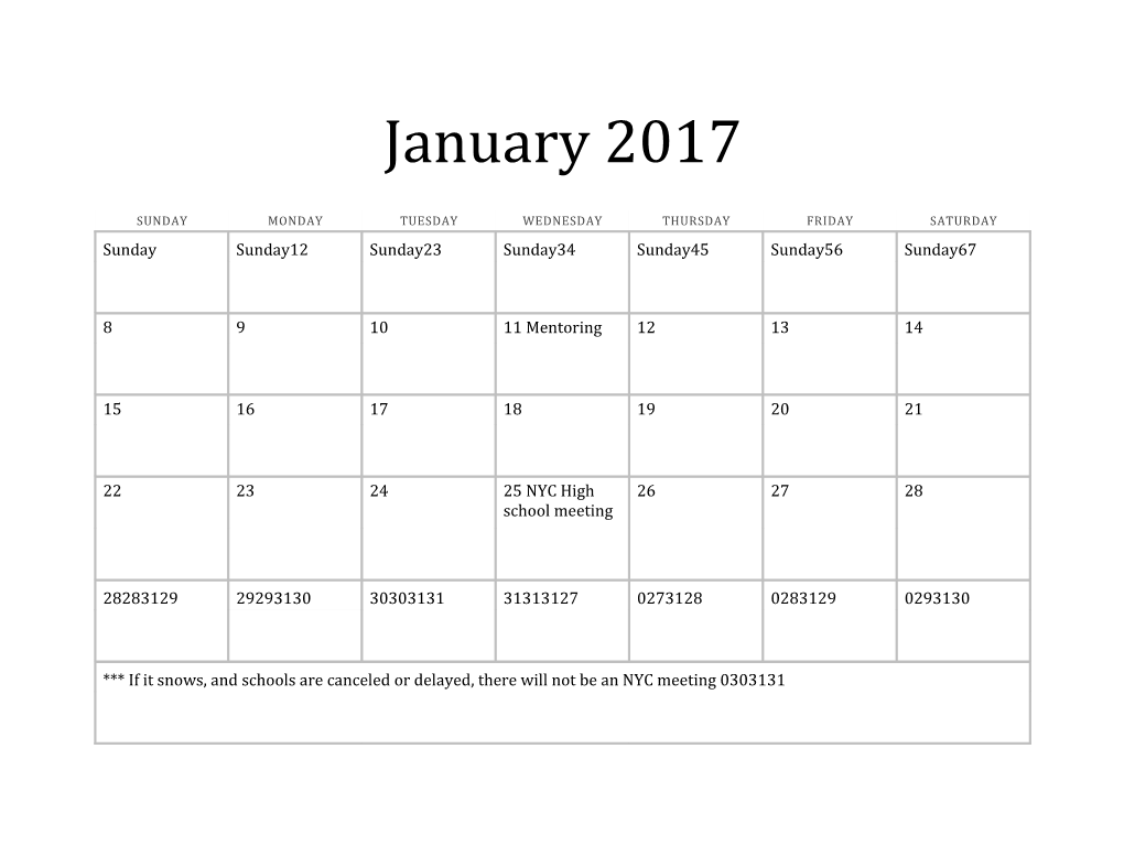 2012 12-Month Basic Calendar (Any Year) s6