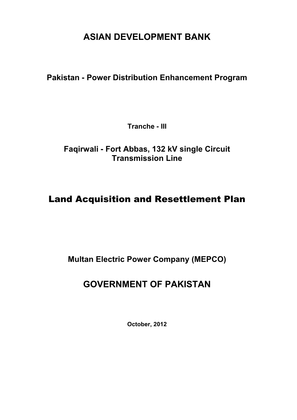 Pakistan - Power Distribution Enhancement Program