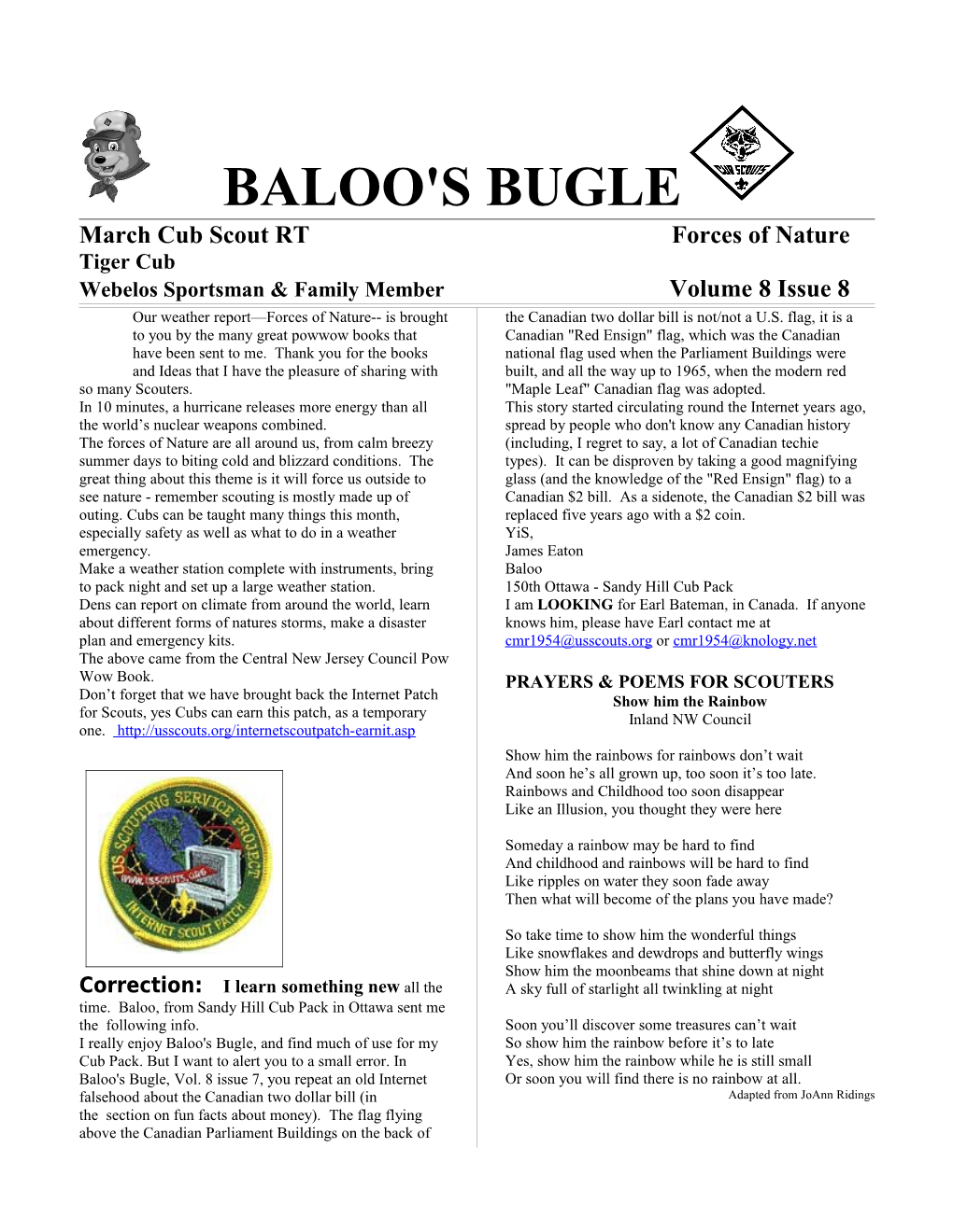 Webelos Sportsman & Family Member Volume 8 Issue 8