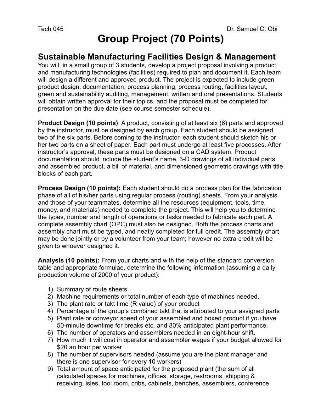 Sustainable Manufacturing Facilities Design & Management