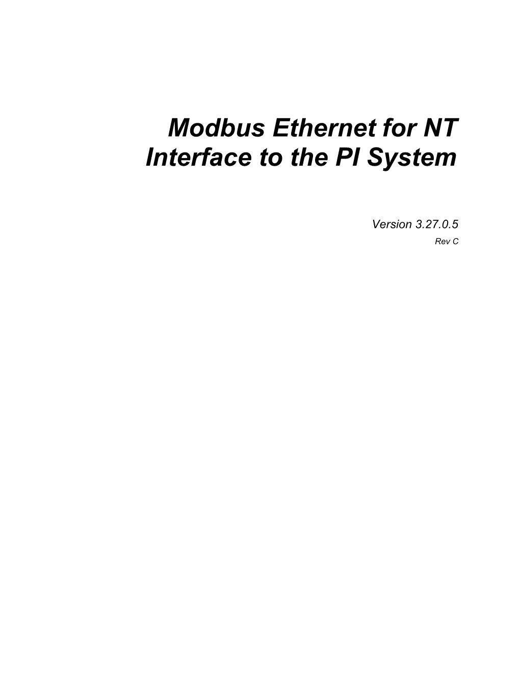 Modbus Ethernet for NT Interface to the PI System