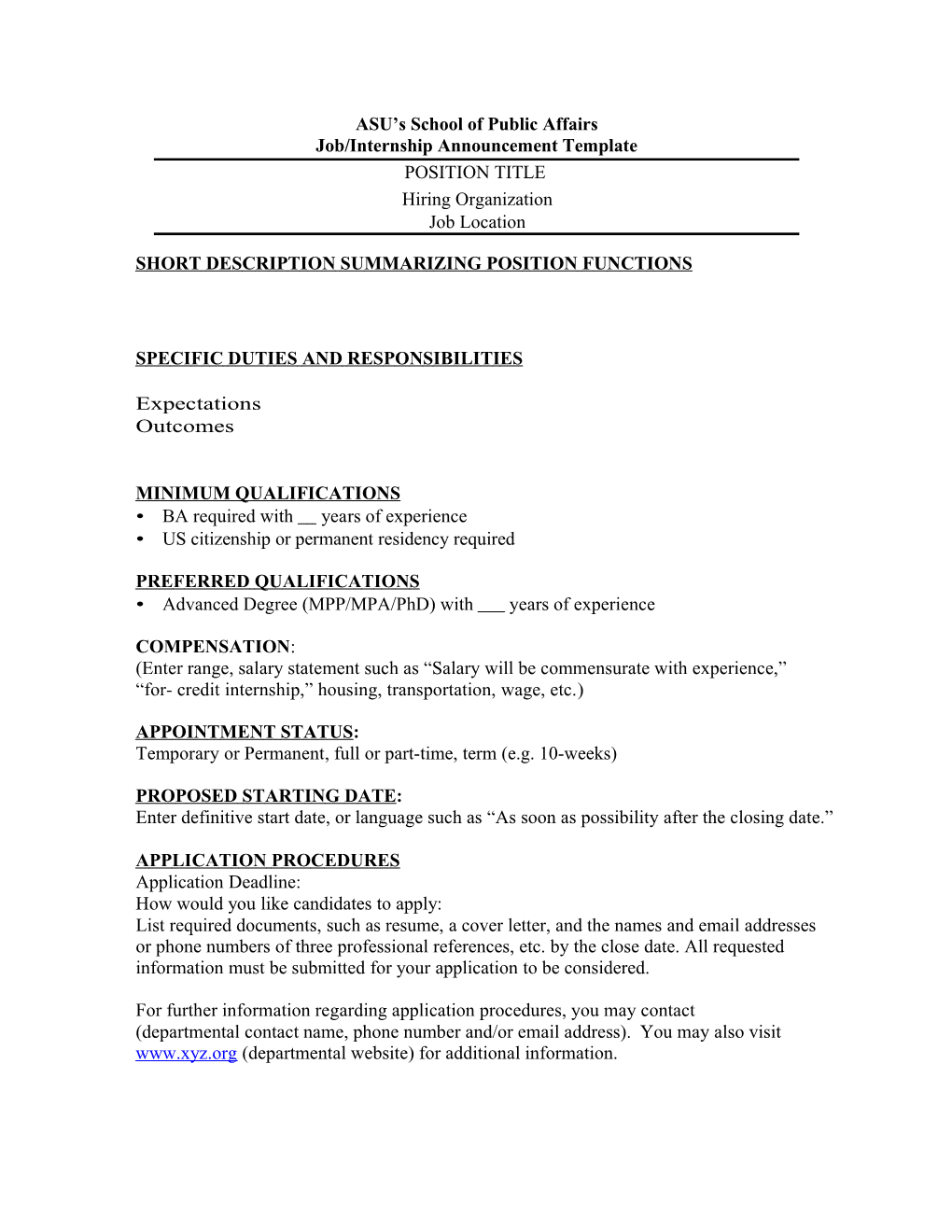 Employment Opportunity Template
