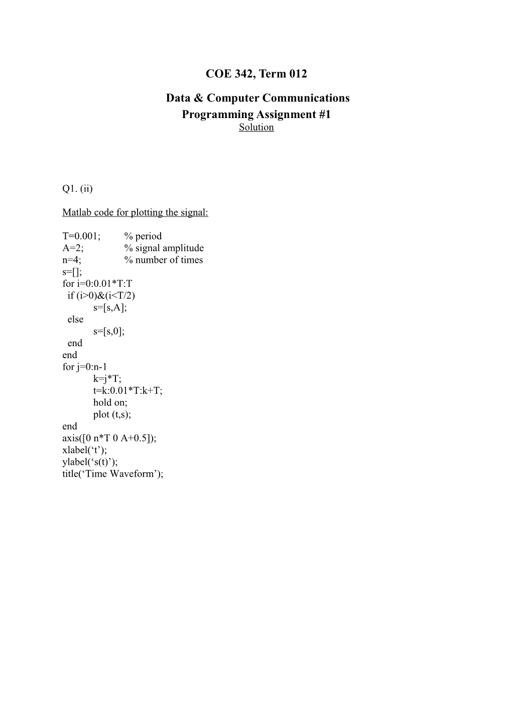 Programming Assignment #1