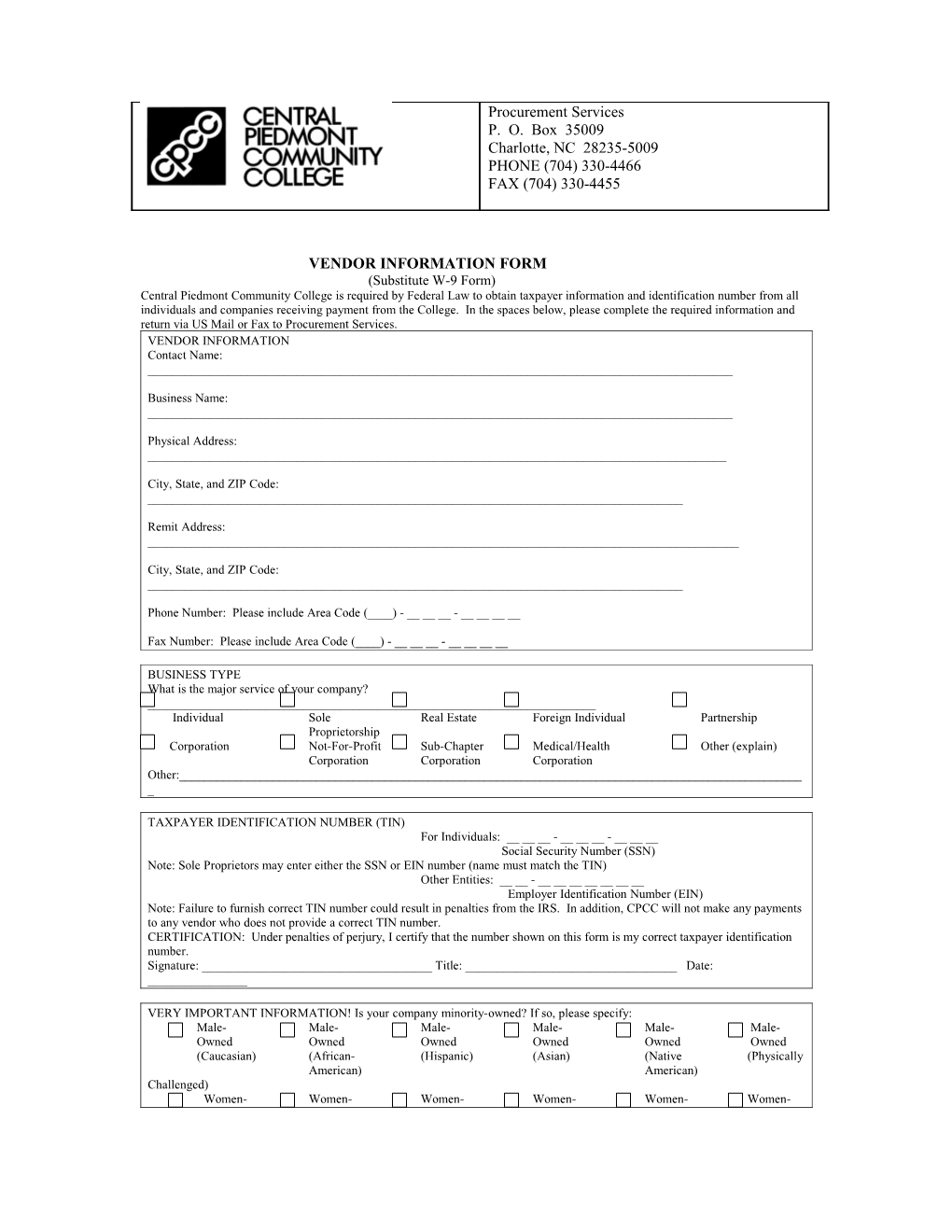 Vendor Information Form s1