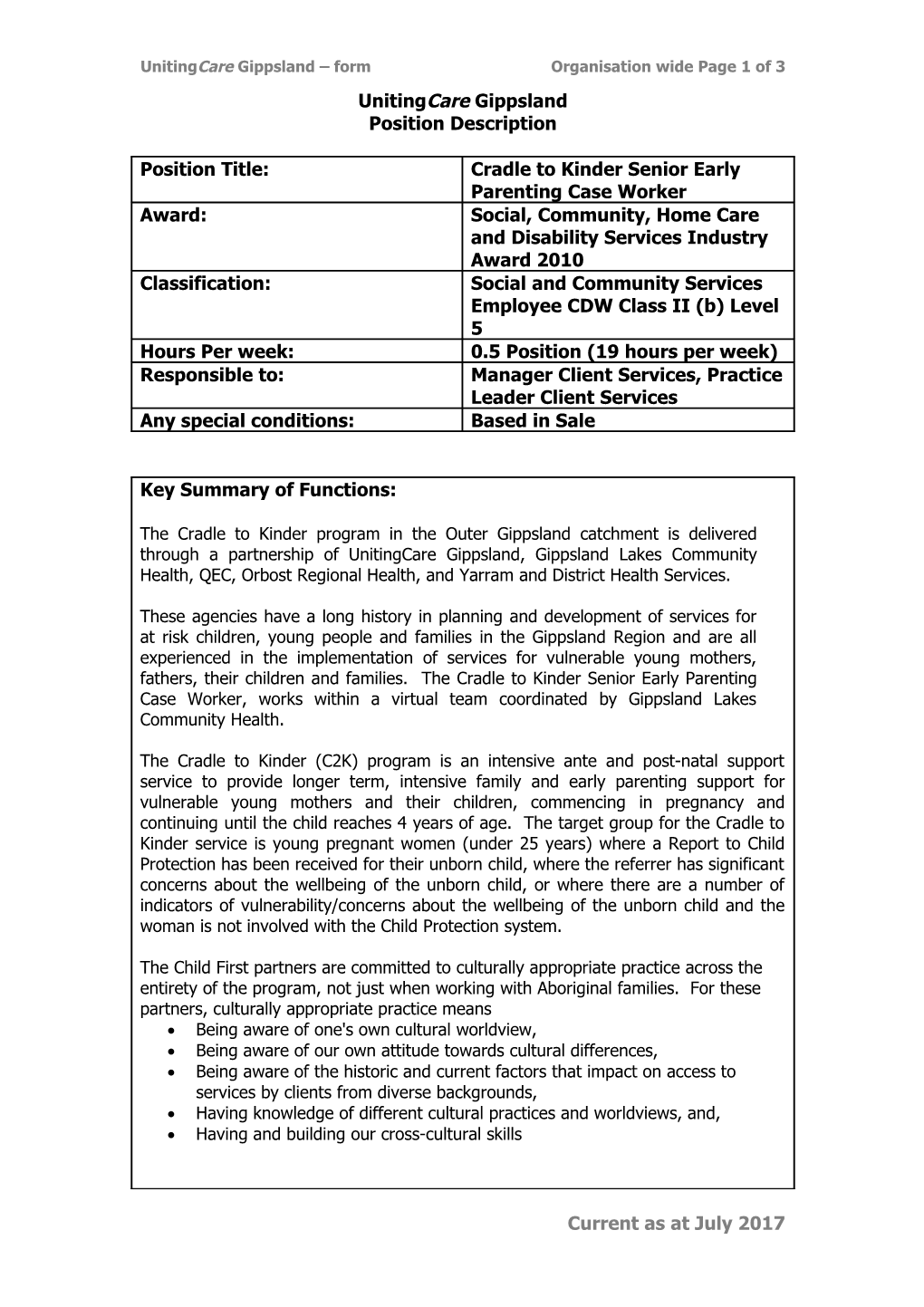 Unitingcaregippsland Form Organisation Wide Page 1 of 3