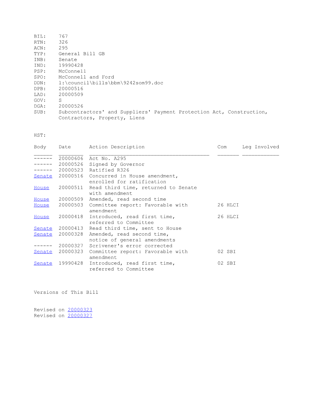 1999-2000 Bill 767: Subcontractors' and Suppliers' Payment Protection Act, Construction