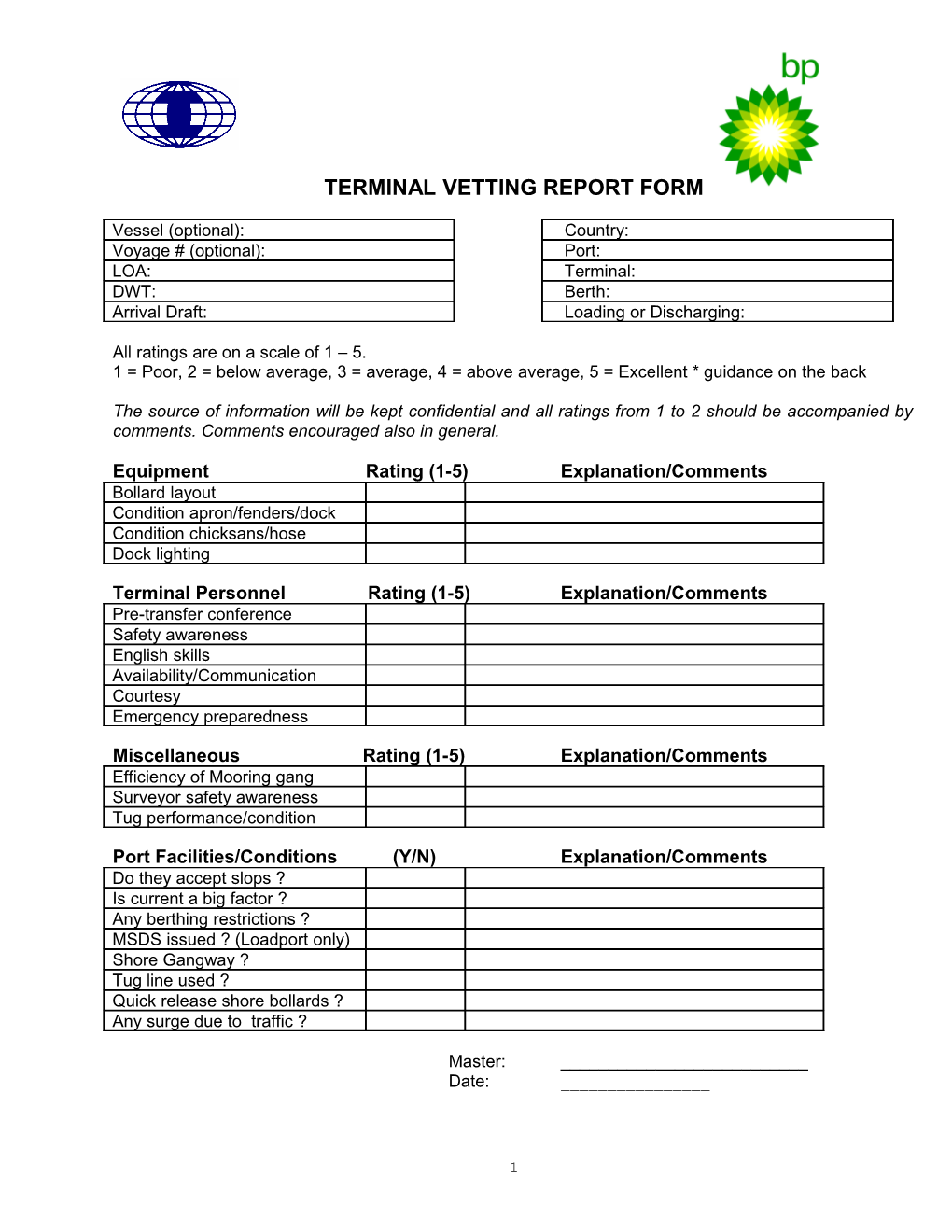 Terminal Vetting Report Form