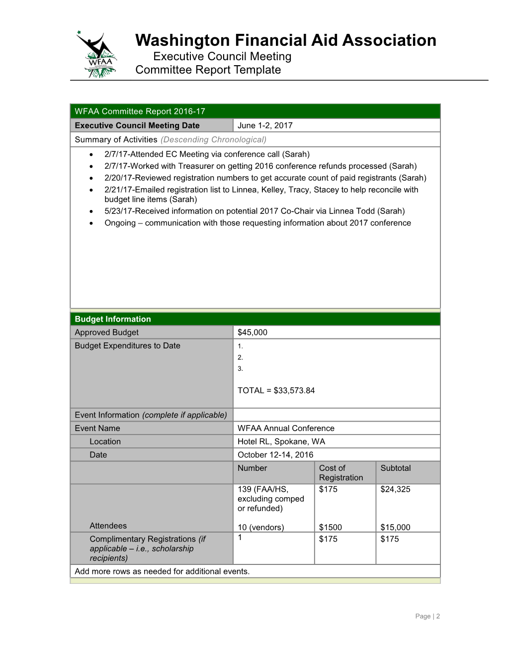 Save the Completed Report Using Committee Title and Date (Example: WASFAA JRSMLI Feb 10 s3