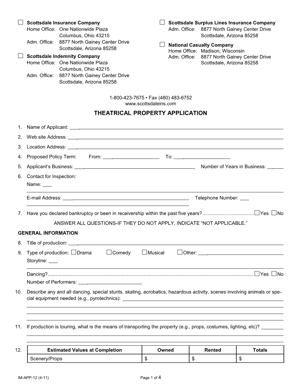 Theatrical Property Application