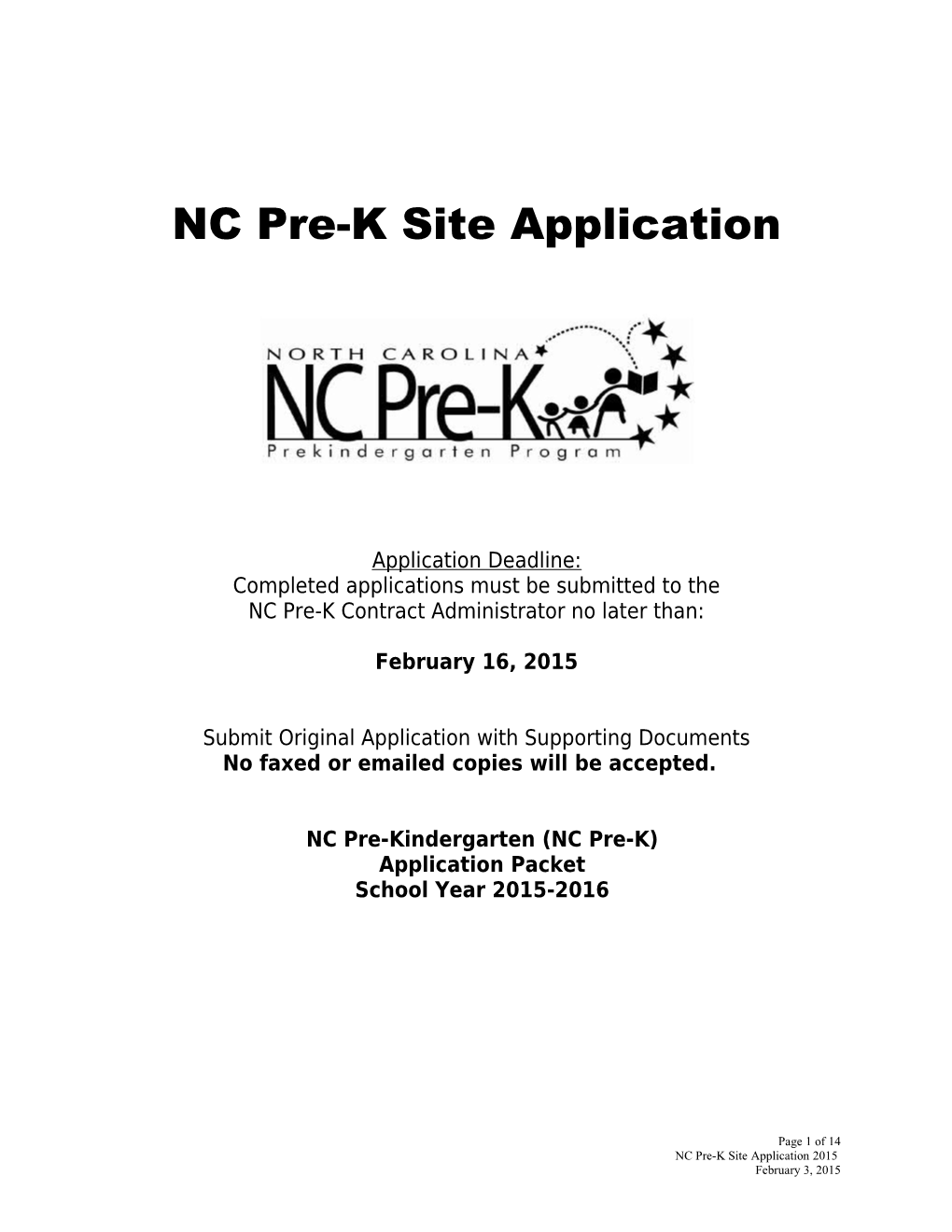 NC Pre-K Site Application