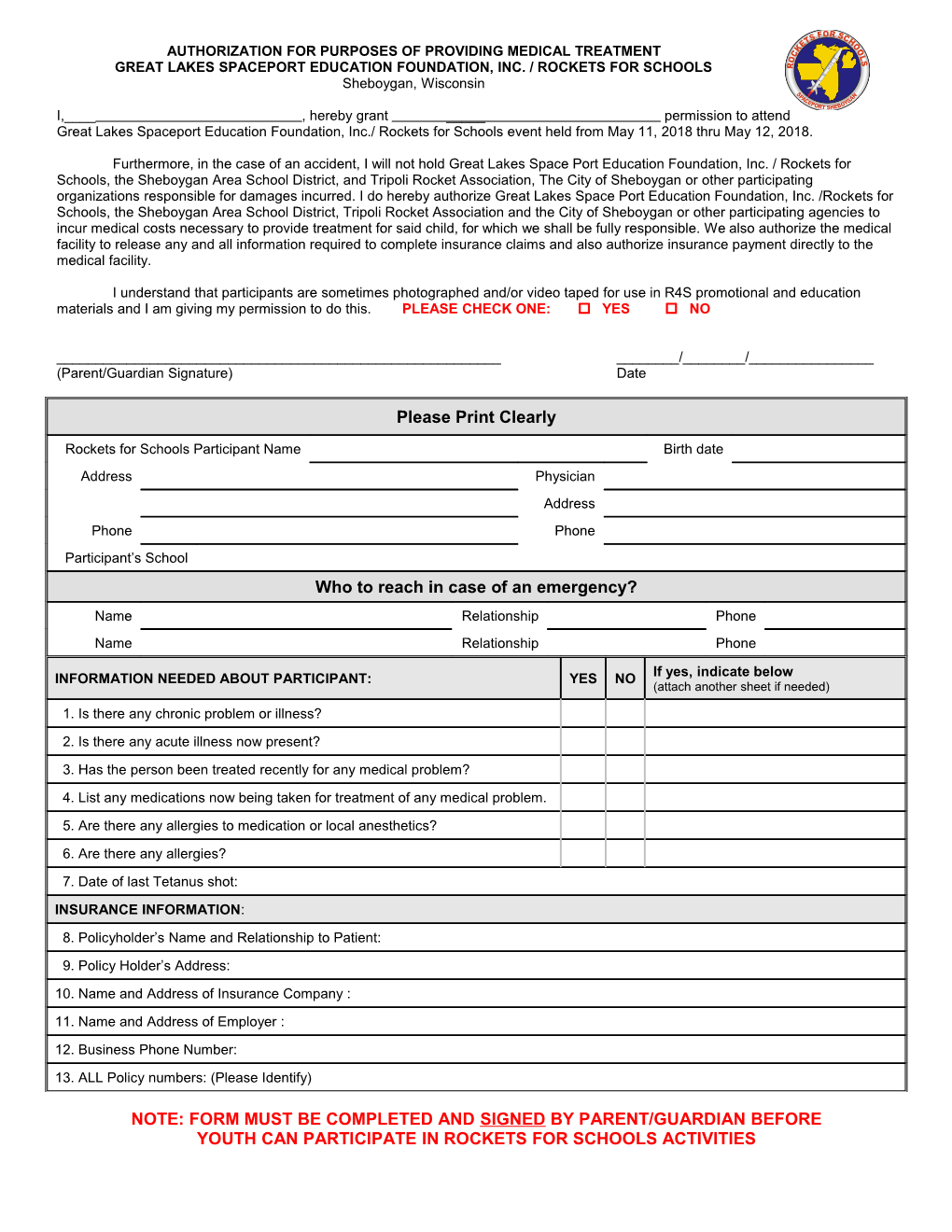 Authorization for Purposes of Providing Medical Treatment