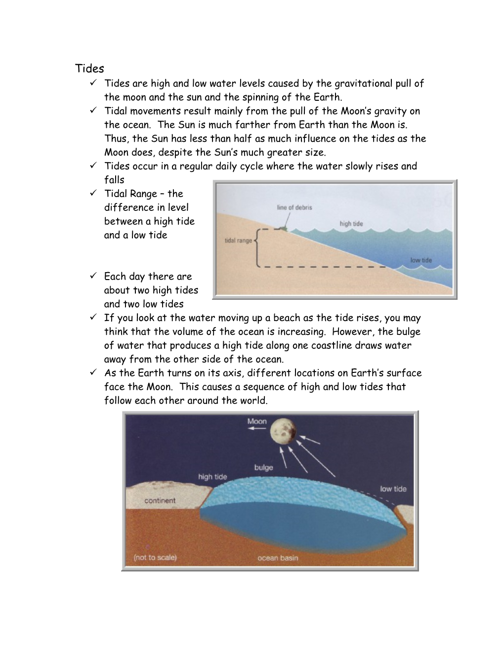 Ü Tidal Range the Difference in Level Between a High Tide and a Low Tide