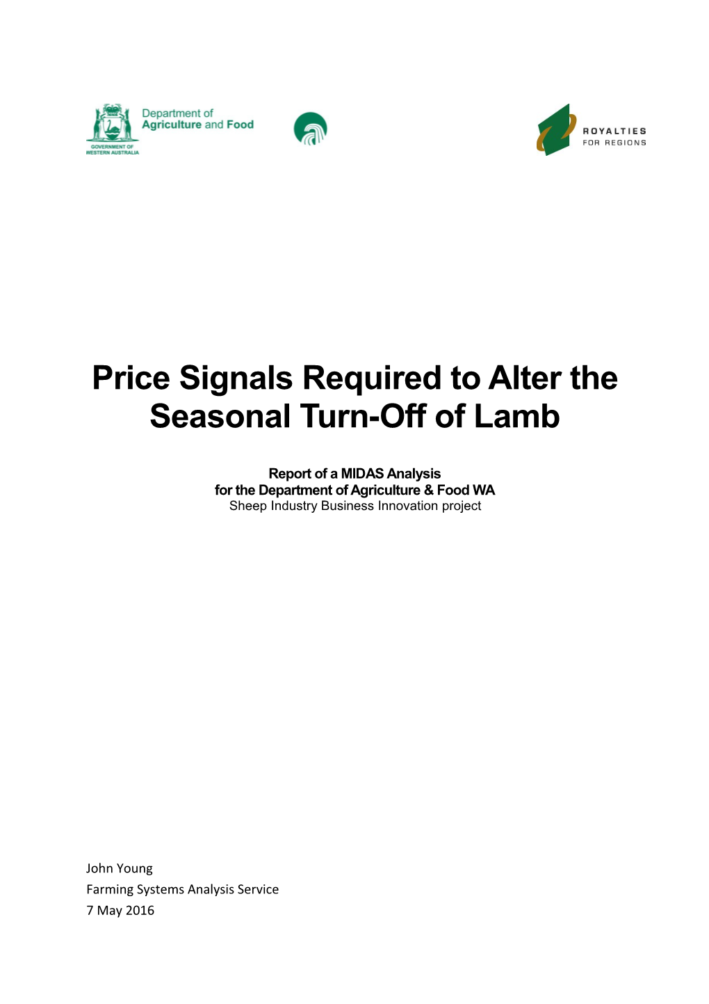 Price Signals Required to Alter the Seasonal Turn-Off of Lamb