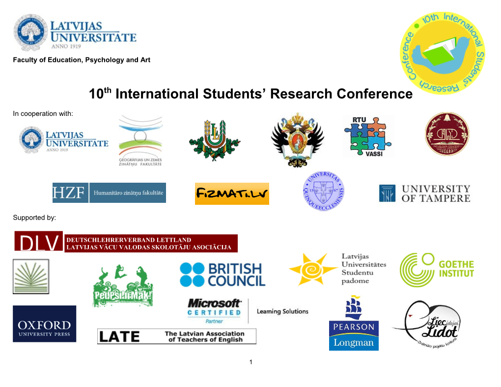 10Th International Students Research Conference