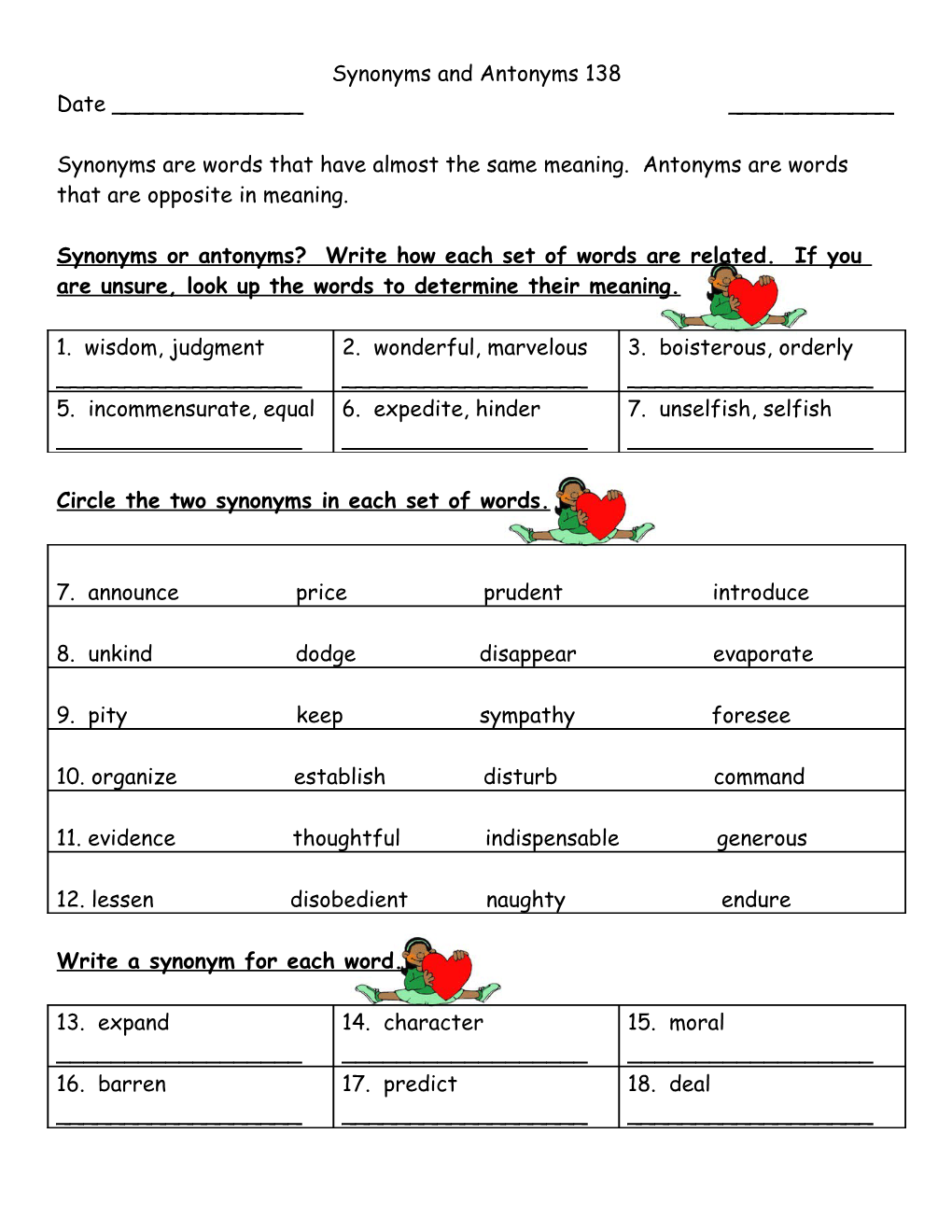 Synonyms and Antonyms 138