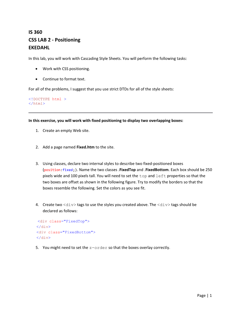 IS 360 CSS LAB 2 - Positioning EKEDAHL