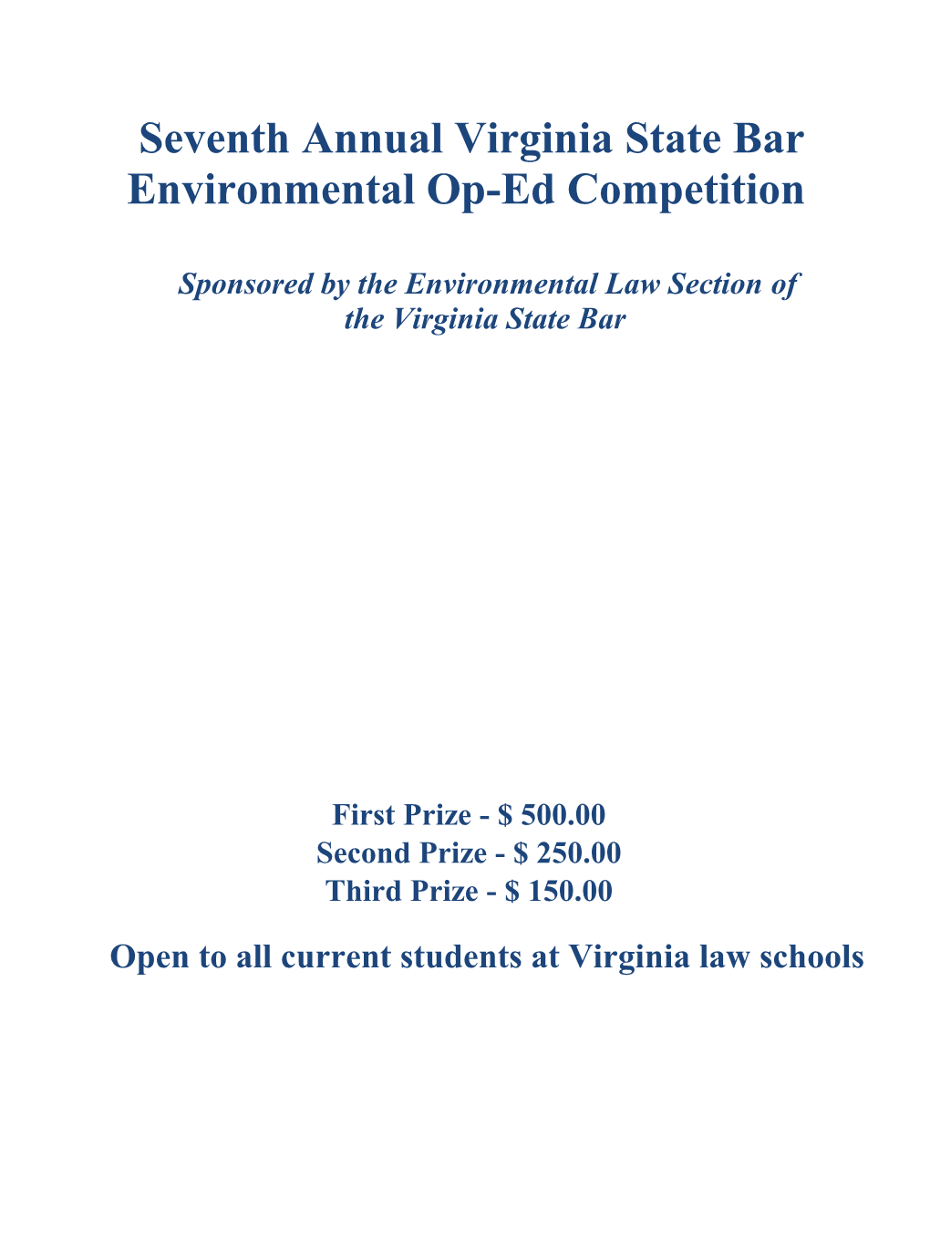 Seventh Annual Virginia State Bar Environmental Op-Ed Competition