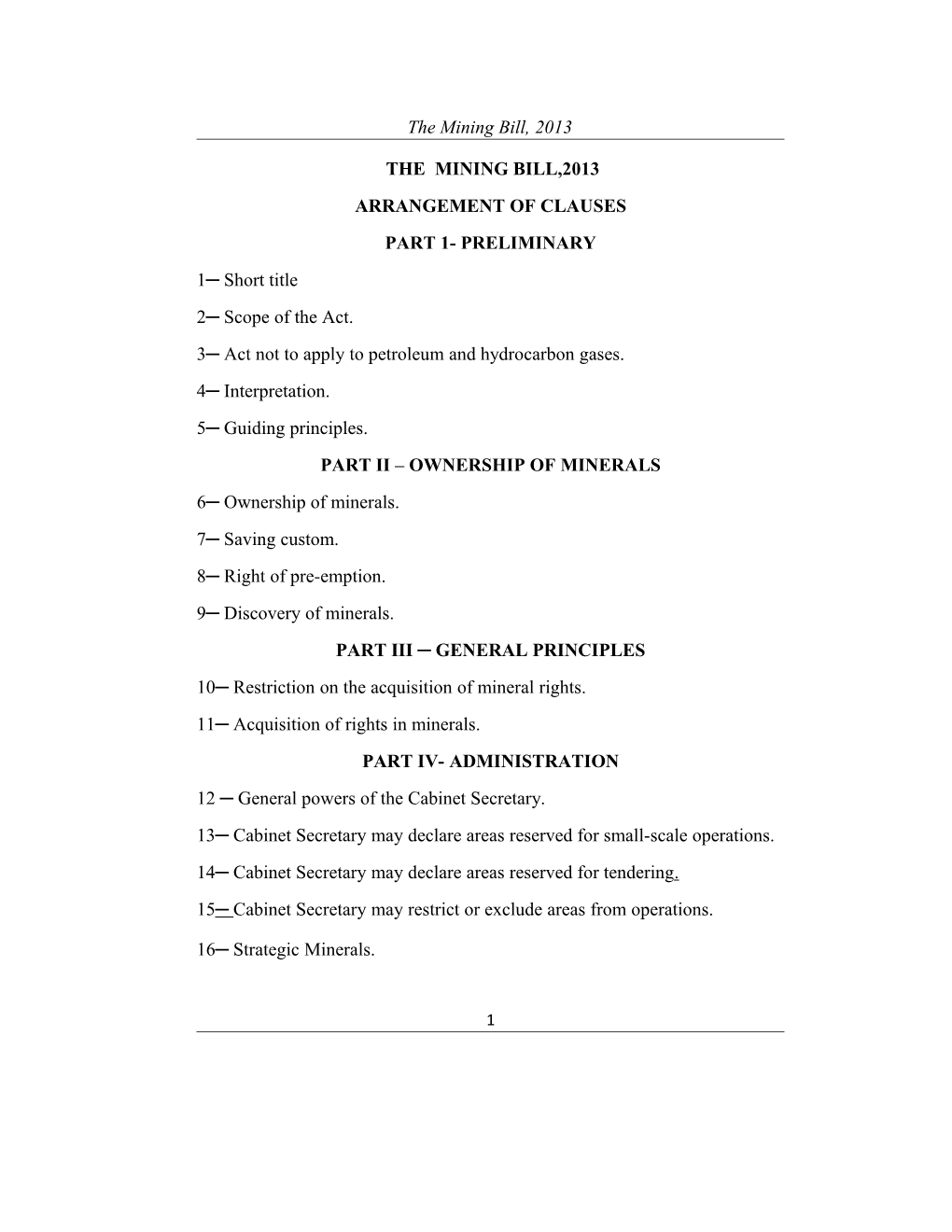 The Mining Bill, 2013