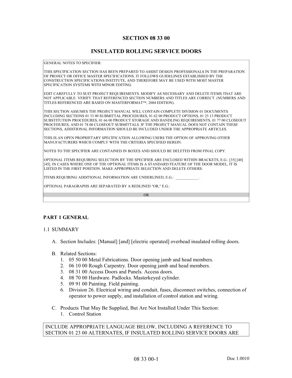 Insulated Rolling Service Doors