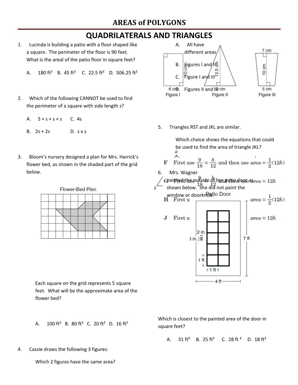 AREAS of POLYGONS