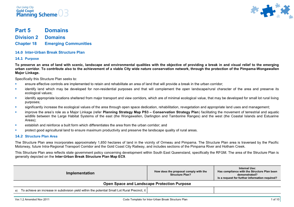 Code Template - Inter-Urban Break Structure Plan