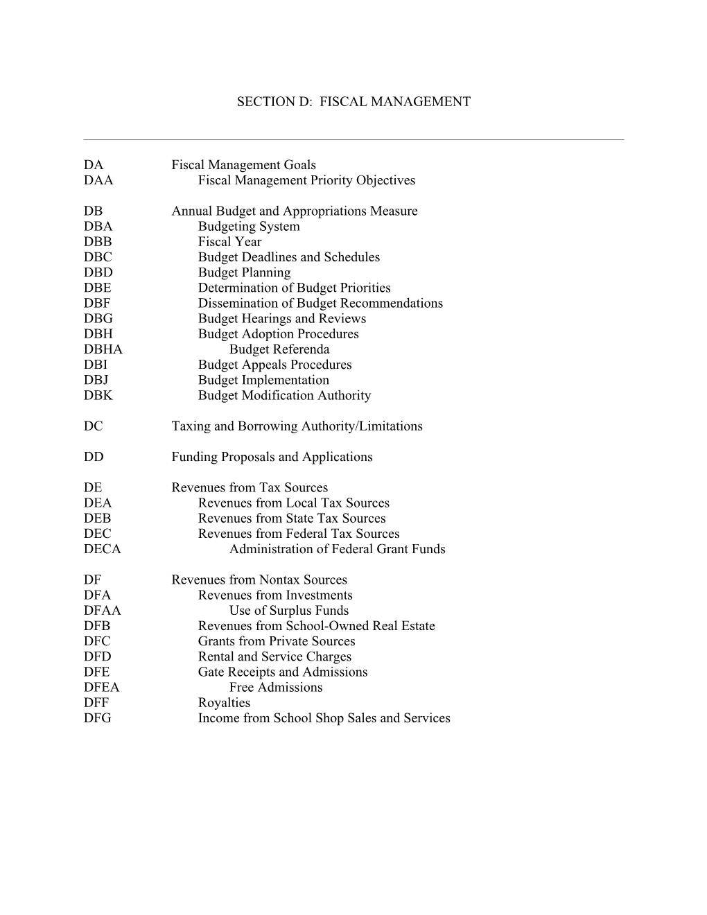 DAA Fiscal Management Priority Objectives