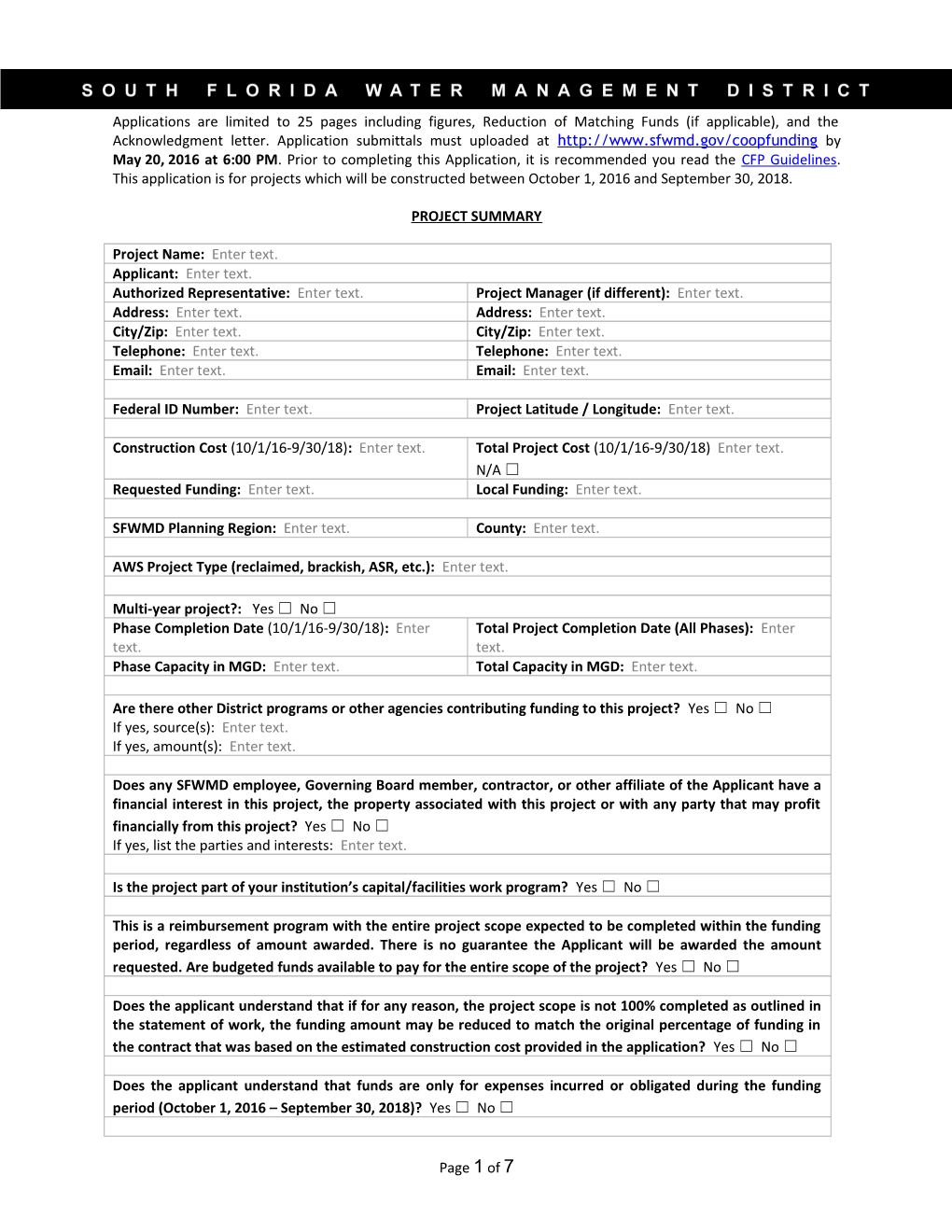 Alternative Water Supply Project Application