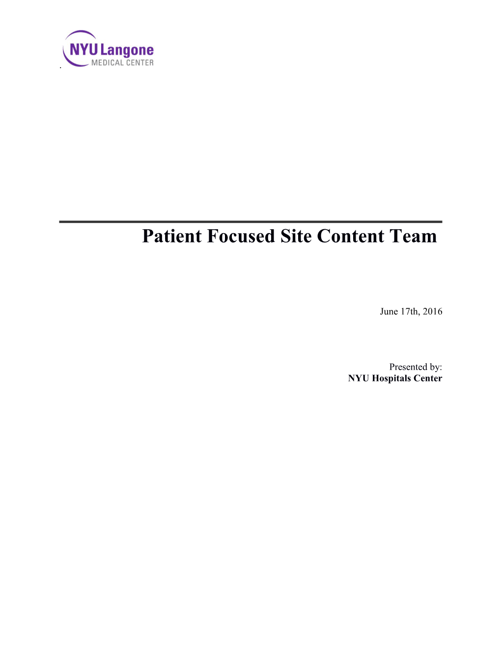 Patient Focused Site Content Team