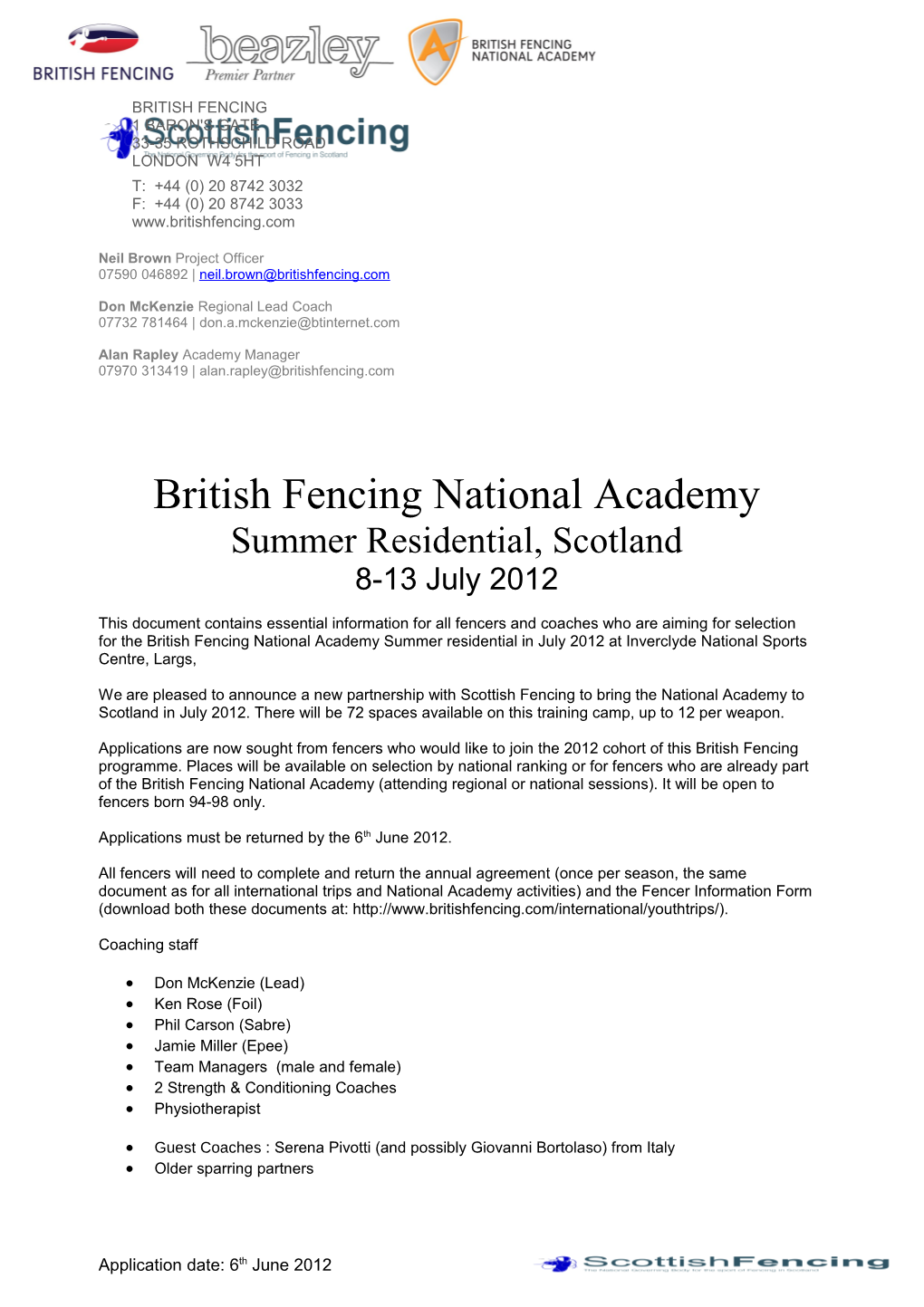 British Fencing National Academy s1