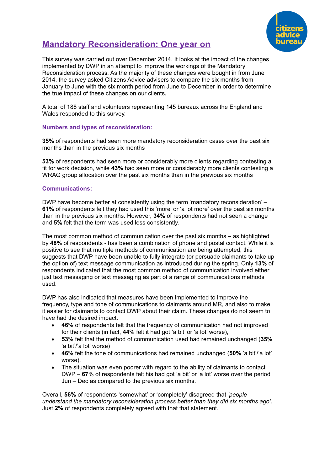 Numbers and Types of Reconsideration