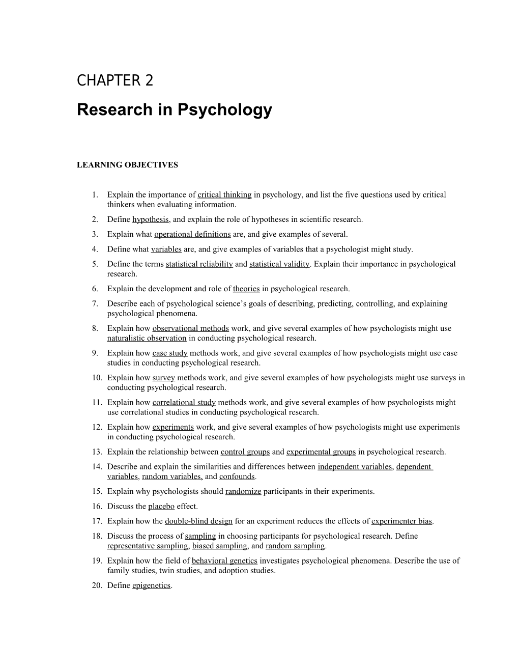 Chapter 2: Research in Psychology 1