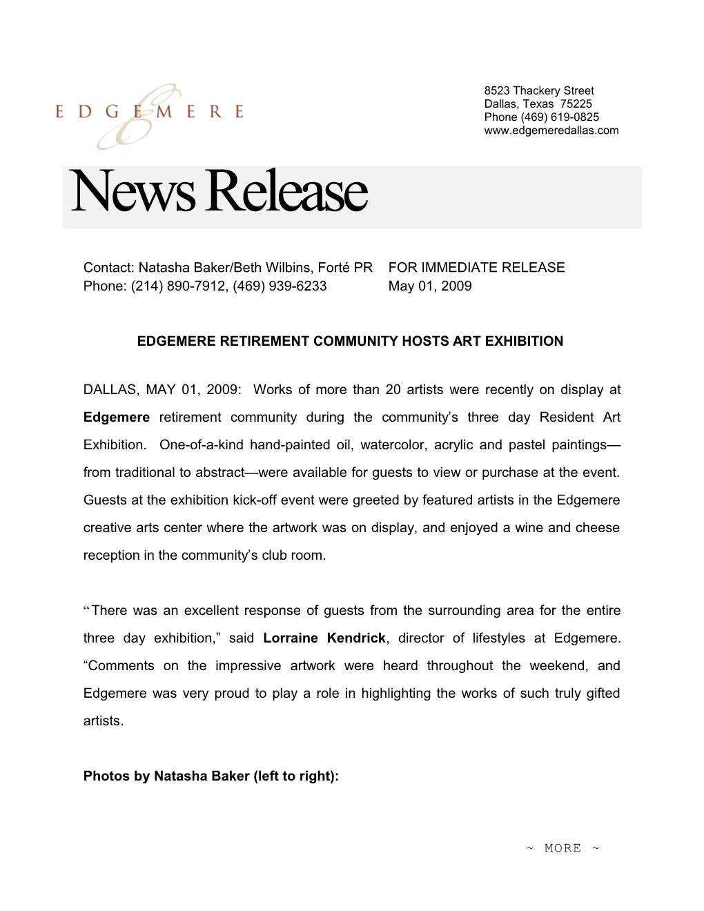 EDGEMERE RETIREMENT COMMUNITY HOSTS ART EXHIBITION Page 3