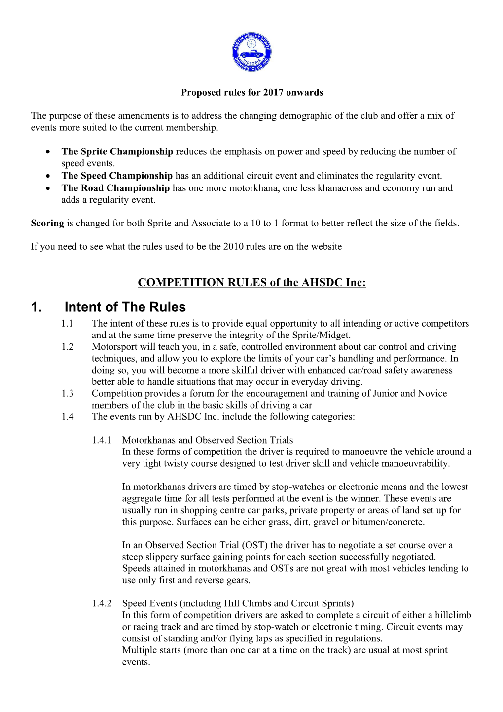 COMPETITION RULES of the AHSDC