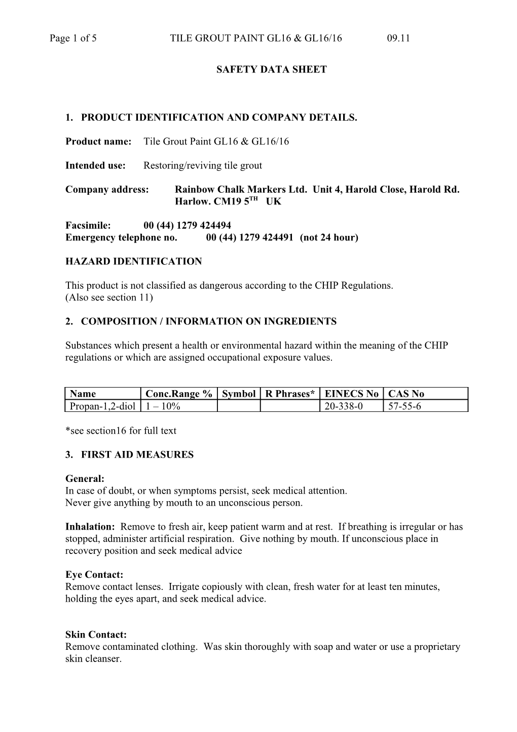 Safety Data Sheet s9