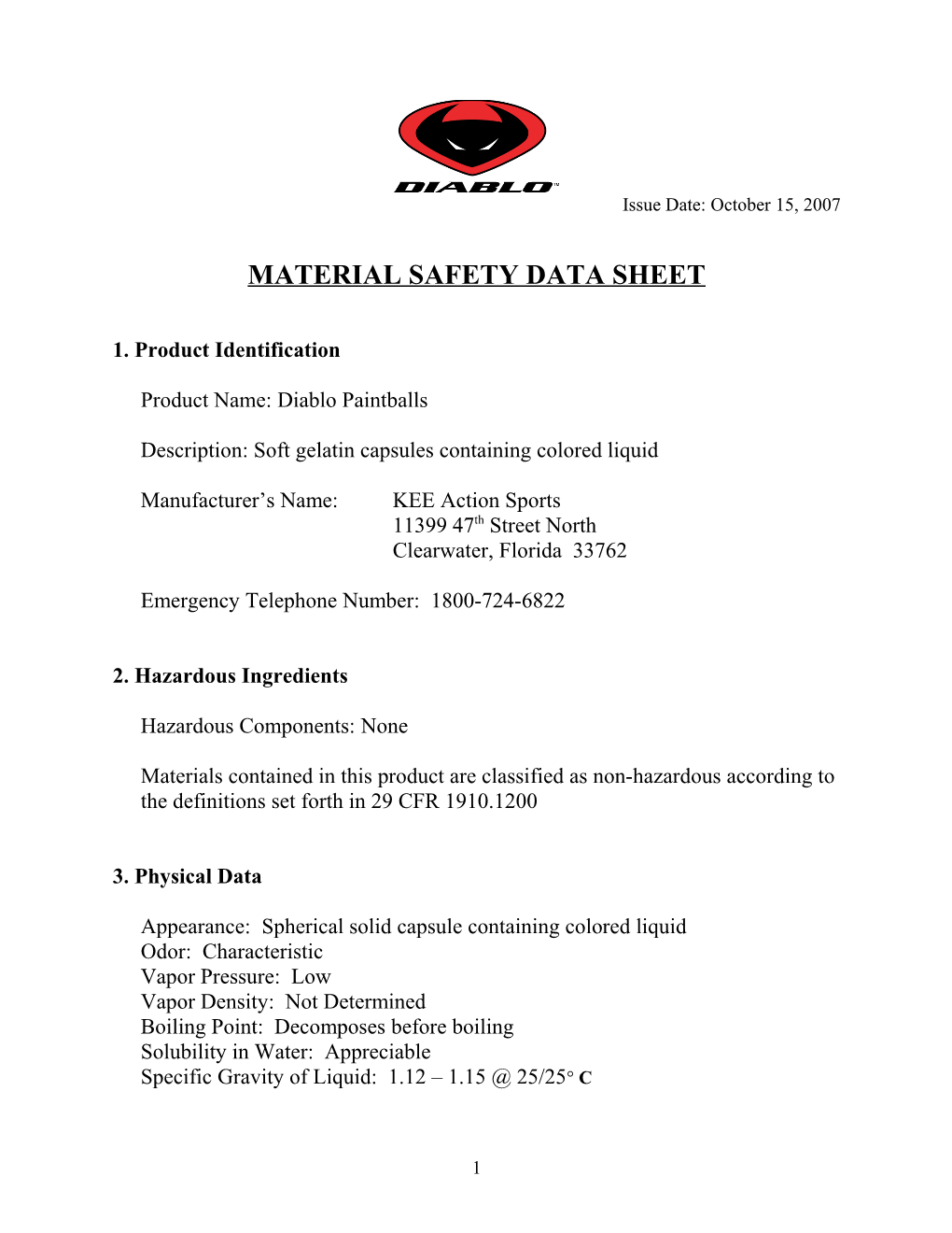 Material Safety Data Sheet s59