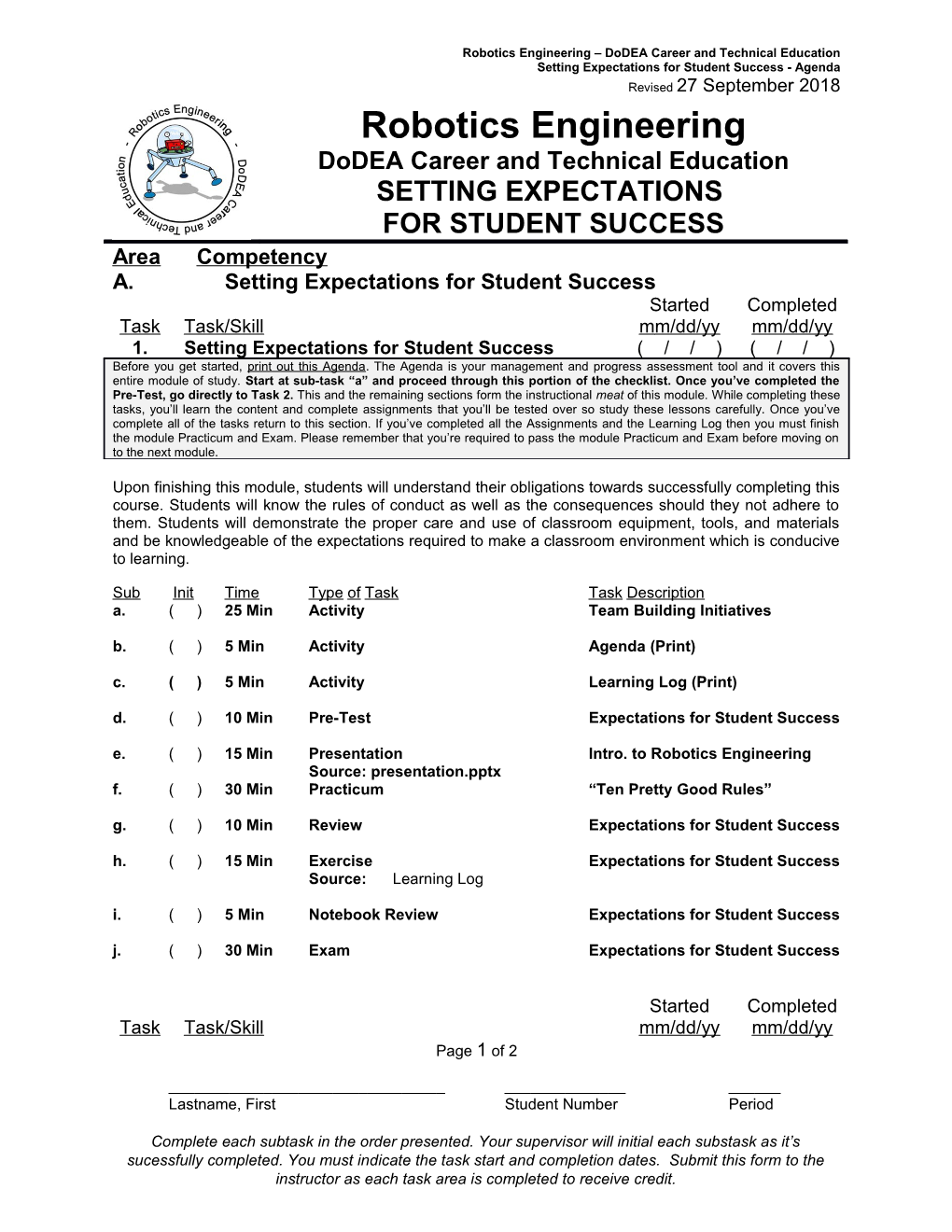 Robotics Engineering Dodea Career and Technical Education