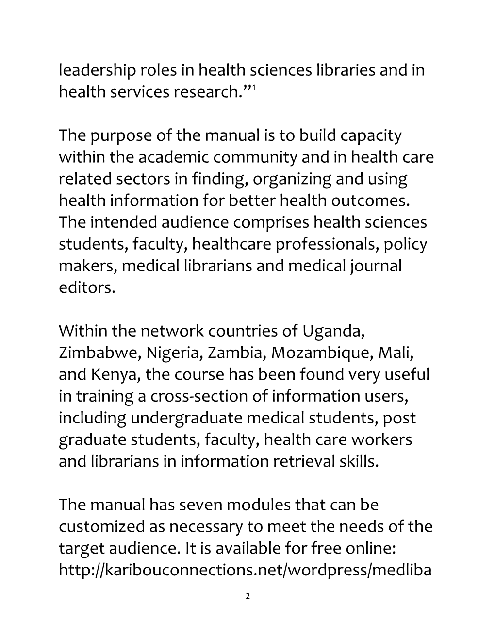 Improving Knowledge and Skills in Accessing Health Information in Africa