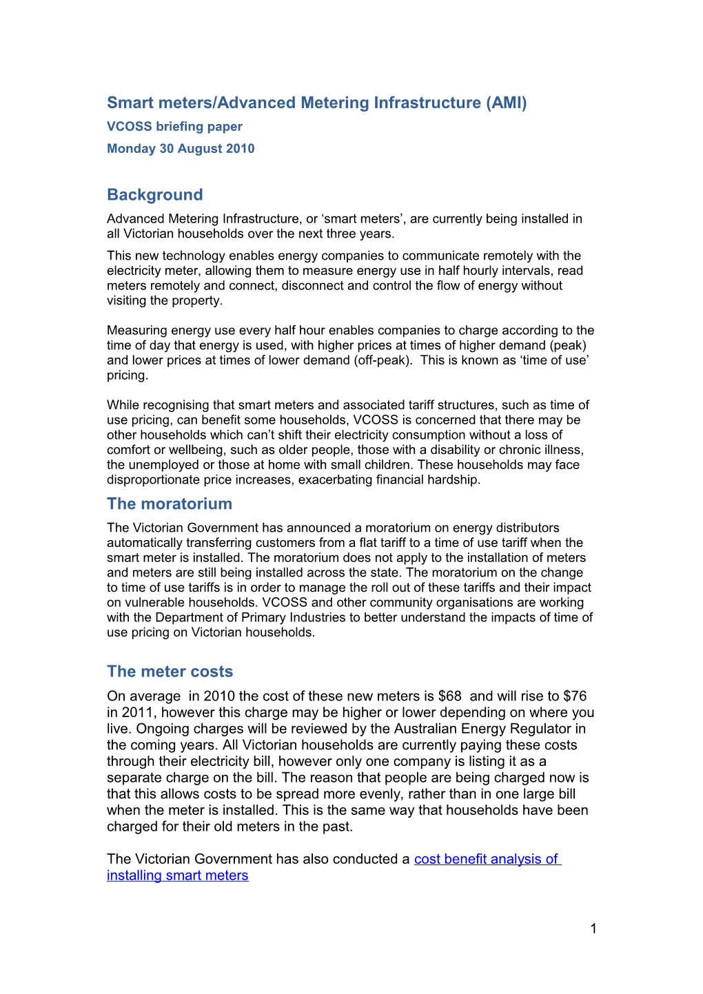 Smart Meters/Advanced Metering Infrastructure (AMI)