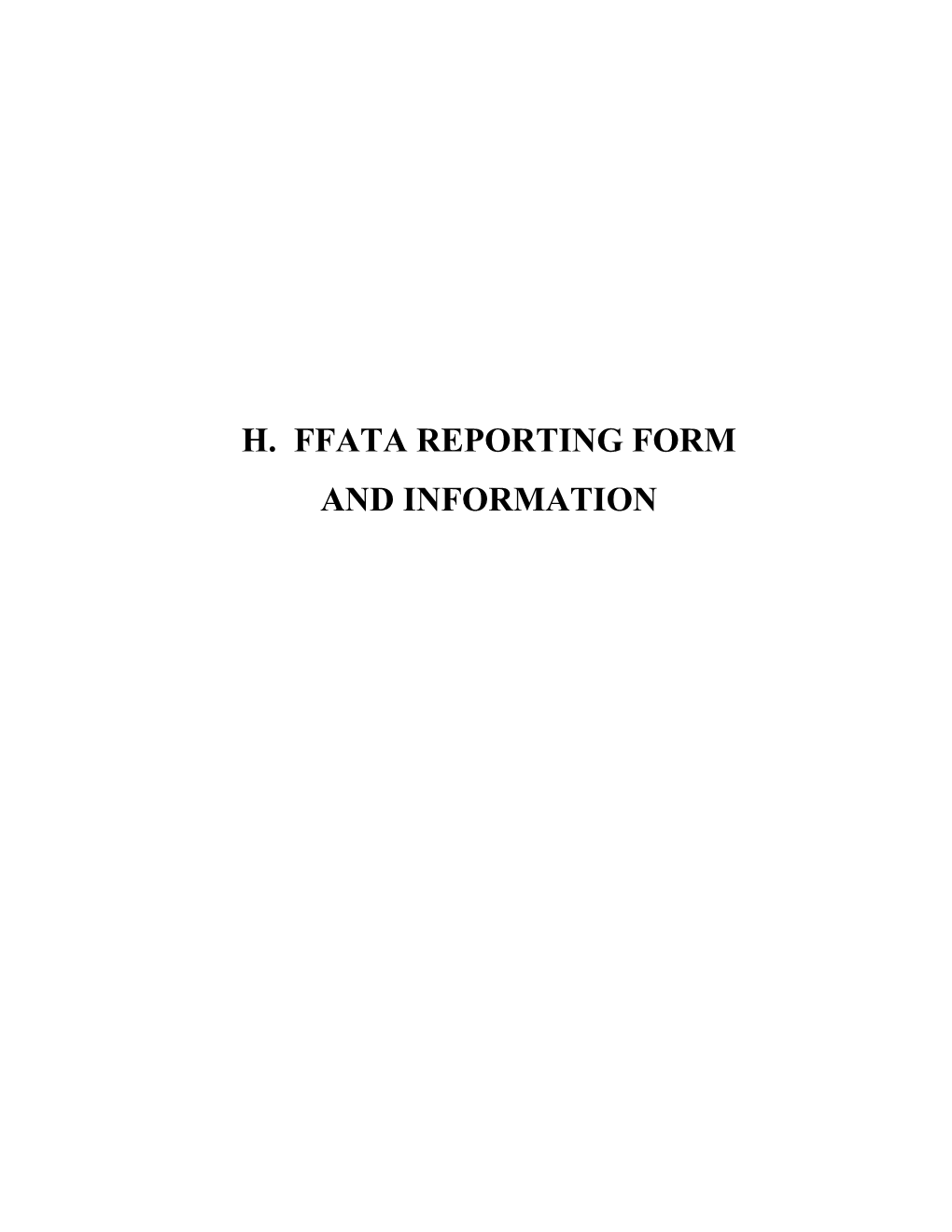 H. Ffata Reporting Form